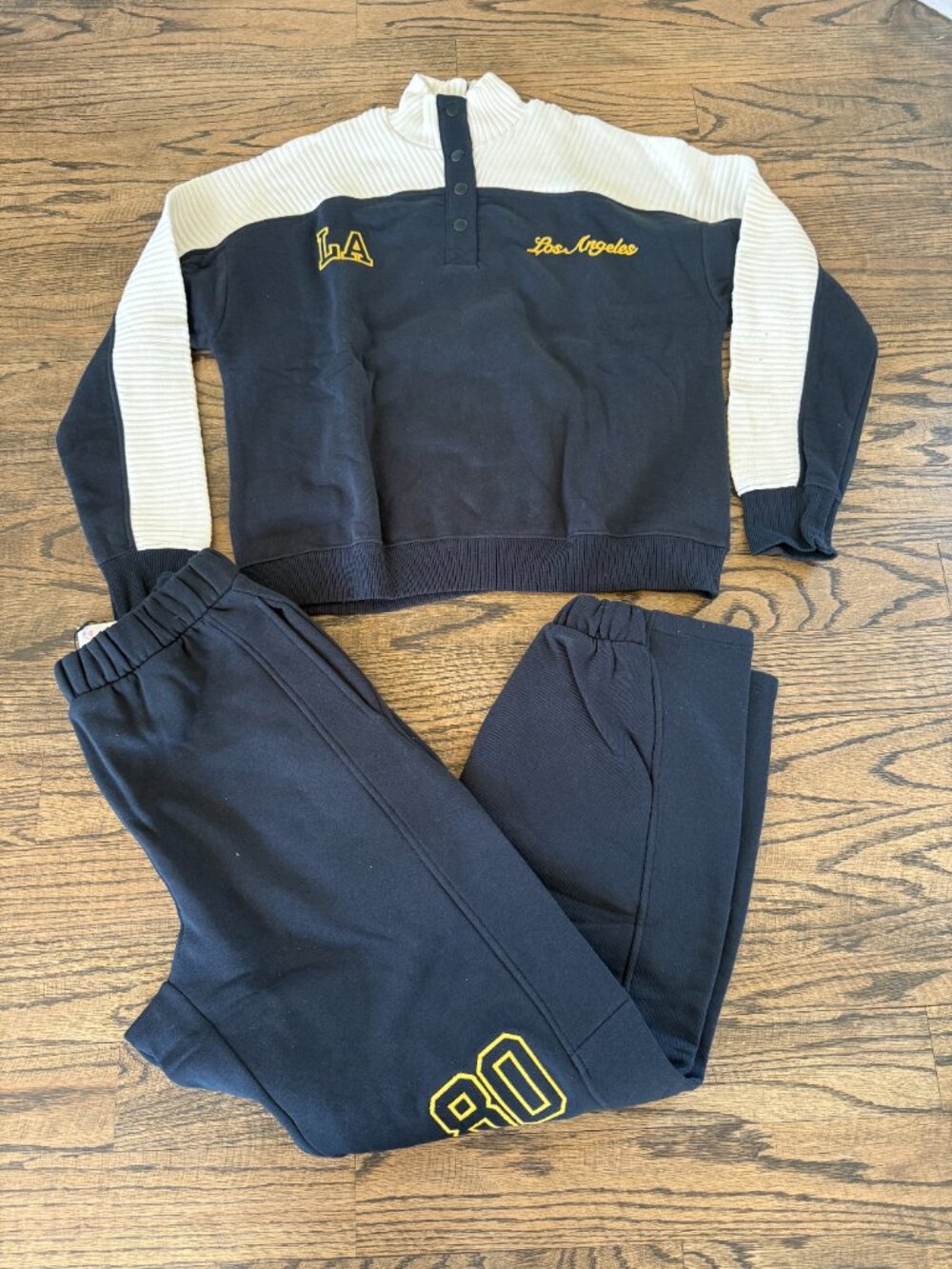 Zara Sweatshirt (small) and Pant (medium) set Los Angeles Navy NWT